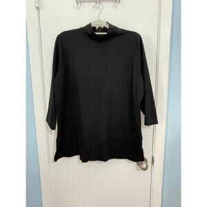 Lauren Ralph Lauren Tunic Sweater 1X Black Turtleneck Stretch Minimalist Preppy